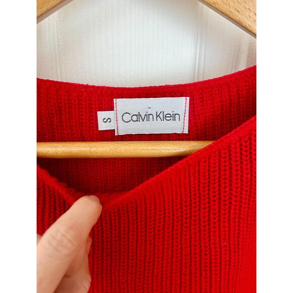 1990's 100% Cotton Red Short Sleeve Sweater Size Small | Calvin Klein - Picture 4 of 8